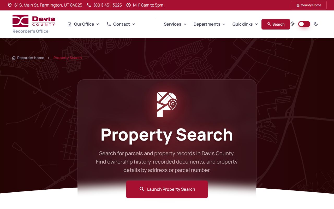 Kaysville public records access through the Davis County Recorder property search