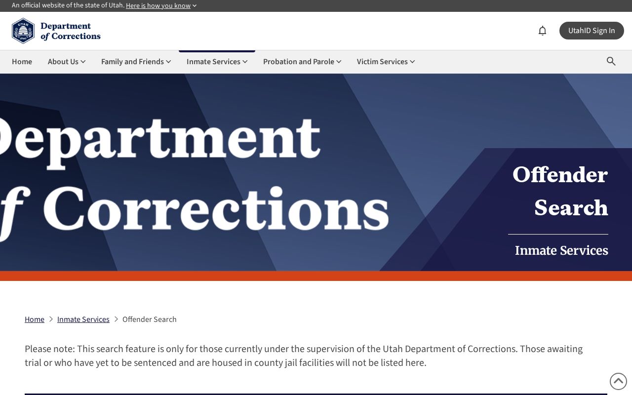 Kaysville people search through the Utah Corrections offender portal