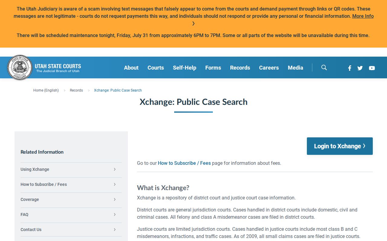 Kaysville public records case search through Utah Xchange